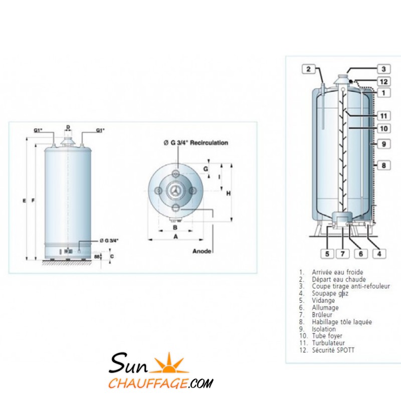 Chauffe Eau Gaz Sol SGA X Cheminée Ariston